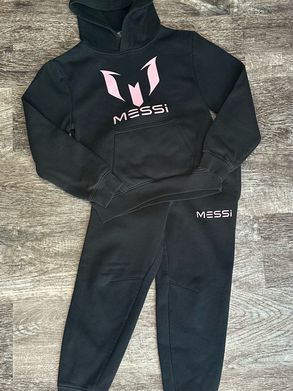 MESSI Black Hoodie & Joggers Set with Pink Messi Logo ***Size S (8)***